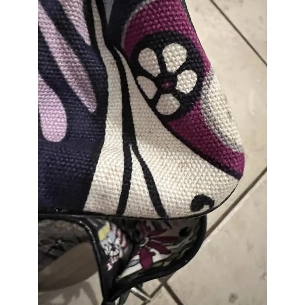 Brighton Blue Purple Floral Paisley Quilted Vinyl Covered Tote Bag 17x10x6 - Picture 14 of 16